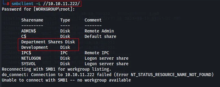 smbclient SMB shares listing