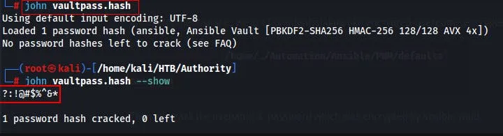 John cracking vault password