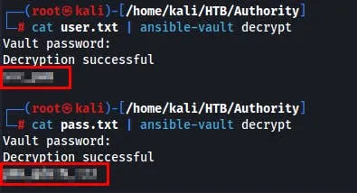ansible-vault decrypt success