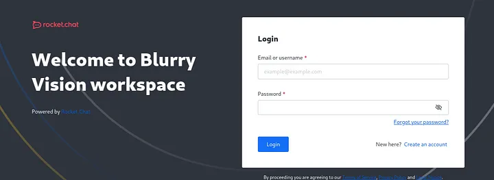 chat.blurry.htb — Rocket.Chat login