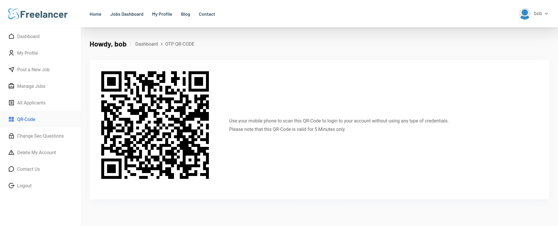 QR-Code page in employer dashboard