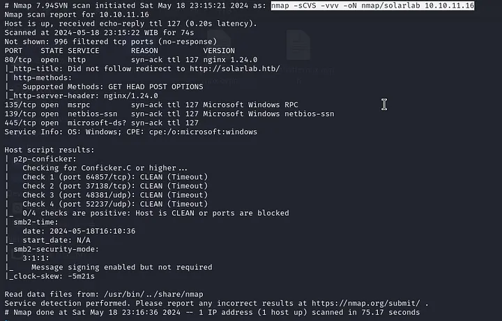 /etc/hosts with solarlab.htb