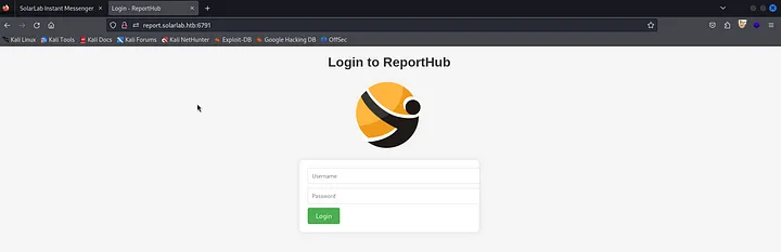 /etc/hosts updated with report.solarlab.htb