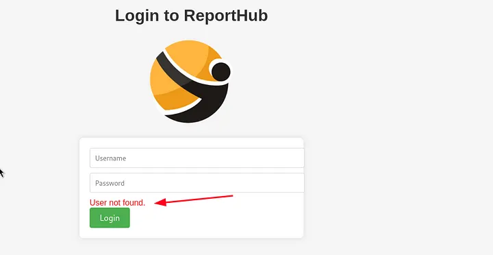 ReportHub login page