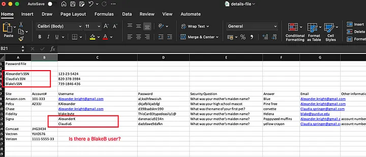 xlsx showing blake.byte with password ThisCanB3typedeasily1@